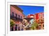 Plaza Del Baratillo, Baratillo Square, Fountain, Colorful Buildings, Guanajuato, Mexico-William Perry-Framed Premium Photographic Print