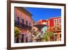 Plaza Del Baratillo, Baratillo Square, Fountain, Colorful Buildings, Guanajuato, Mexico-William Perry-Framed Premium Photographic Print