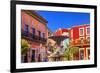 Plaza Del Baratillo, Baratillo Square, Fountain, Colorful Buildings, Guanajuato, Mexico-William Perry-Framed Premium Photographic Print