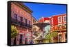 Plaza Del Baratillo, Baratillo Square, Fountain, Colorful Buildings, Guanajuato, Mexico-William Perry-Framed Stretched Canvas