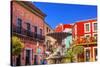 Plaza Del Baratillo, Baratillo Square, Fountain, Colorful Buildings, Guanajuato, Mexico-William Perry-Stretched Canvas