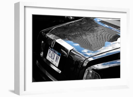 Plaza Hotel Reflection in Rolls Royce-null-Framed Photo