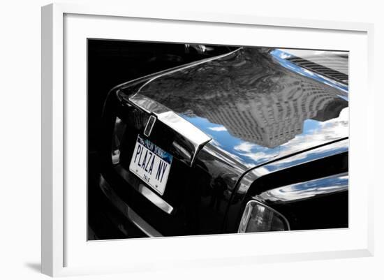 Plaza Hotel Reflection in Rolls Royce-null-Framed Photo