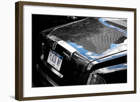 Plaza Hotel Reflection in Rolls Royce-null-Framed Photo