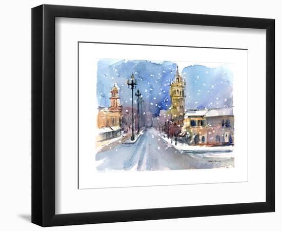 Plaza in Winter, 2015-John Keeling-Framed Giclee Print