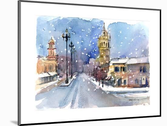 Plaza in Winter, 2015-John Keeling-Mounted Giclee Print