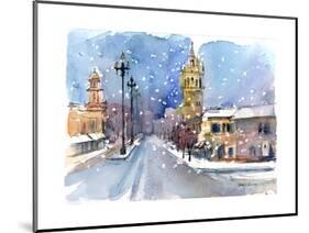 Plaza in Winter, 2015-John Keeling-Mounted Giclee Print