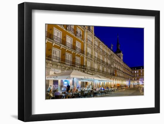 Plaza Mayor Cafes at Dusk, Madrid, Spain, Europe-Charles Bowman-Framed Photographic Print