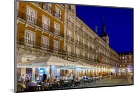 Plaza Mayor Cafes at Dusk, Madrid, Spain, Europe-Charles Bowman-Mounted Photographic Print