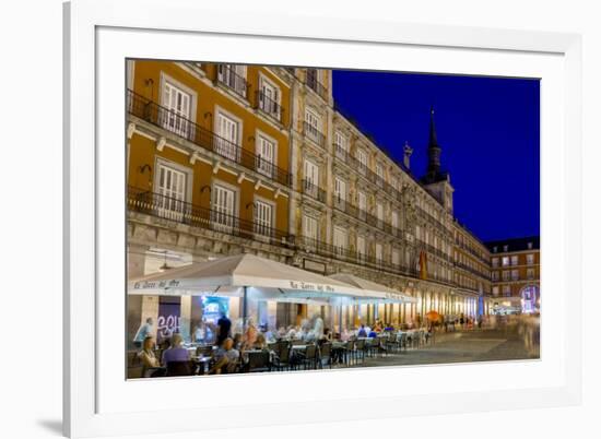 Plaza Mayor Cafes at Dusk, Madrid, Spain, Europe-Charles Bowman-Framed Photographic Print