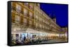 Plaza Mayor Cafes at Dusk, Madrid, Spain, Europe-Charles Bowman-Framed Stretched Canvas