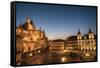 Plaza Mayor in evening with the Cathedral and Town Hall, Segovia, UNESCO World Heritage Site, Spain-Richard Maschmeyer-Framed Stretched Canvas