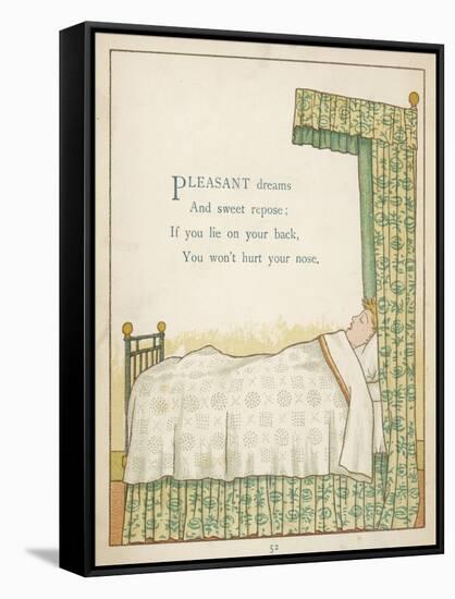 Pleasant Dreams and Sweet Repose if You Lie on Your Back You Won't Hurt Your Nose-Edward Hamilton Bell-Framed Stretched Canvas