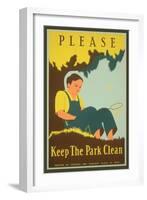 Please Keep the Park Clean, Boy with Net-null-Framed Giclee Print