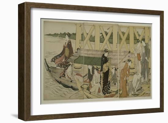 Pleasure Boats Below Azuma Bridge, C.1784-Torii Kiyonaga-Framed Giclee Print