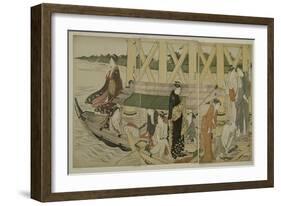 Pleasure Boats Below Azuma Bridge, C.1784-Torii Kiyonaga-Framed Giclee Print