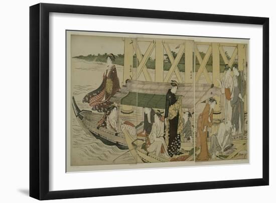 Pleasure Boats Below Azuma Bridge, C.1784-Torii Kiyonaga-Framed Giclee Print