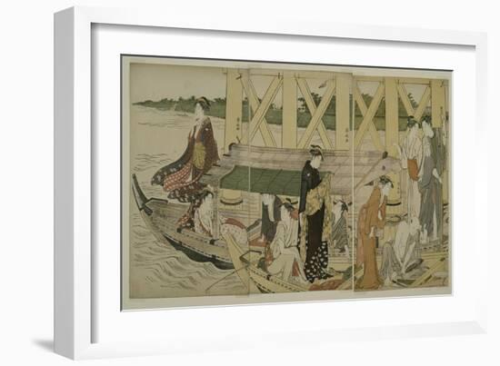 Pleasure Boats Below Azuma Bridge, C.1784-Torii Kiyonaga-Framed Giclee Print