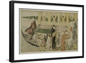 Pleasure Boats Below Azuma Bridge, C.1784-Torii Kiyonaga-Framed Giclee Print