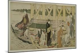 Pleasure Boats Below Azuma Bridge, C.1784-Torii Kiyonaga-Mounted Giclee Print