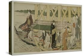 Pleasure Boats Below Azuma Bridge, C.1784-Torii Kiyonaga-Stretched Canvas