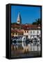 Pleasure Boats, Marina, Novigrad Port, Tower of St. Pelagius Church in the background, Old Town-Richard Maschmeyer-Framed Stretched Canvas