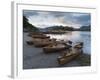 Pleasure boats on the shore at Derwentwater, Lake District National Park, Cumbria, England, United -Jon Gibbs-Framed Photographic Print