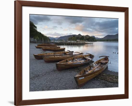 Pleasure boats on the shore at Derwentwater, Lake District National Park, Cumbria, England, United -Jon Gibbs-Framed Photographic Print