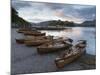 Pleasure boats on the shore at Derwentwater, Lake District National Park, Cumbria, England, United -Jon Gibbs-Mounted Photographic Print