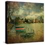 Pleasure Lake with Rowing Boats-Salvatore Elia-Stretched Canvas