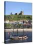 Pleasure Ship Below Whitby Abbey and St. Marys Church, Whitby, North Yorkshire, Yorkshire, England-Mark Sunderland-Stretched Canvas