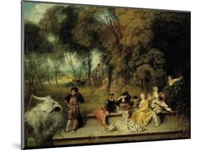 Pleasures of Love, Ca. 1718-1719-Jean Antoine Watteau-Mounted Giclee Print