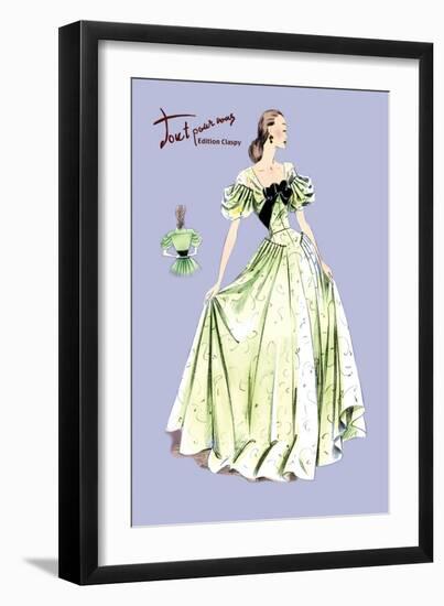 Pleated Lime Gown-null-Framed Art Print
