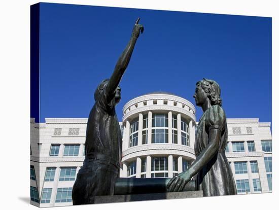 Pledge of Allegiance Statue and Scott M. Matheson Courthouse, Salt Lake City, Utah, USA-Richard Cummins-Stretched Canvas