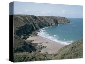 Plemont Bay from Clifftop, Greve Aulancon, Jersey, Channel Islands, United Kingdom-Julian Pottage-Stretched Canvas