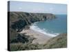 Plemont Bay from Clifftop, Greve Aulancon, Jersey, Channel Islands, United Kingdom-Julian Pottage-Stretched Canvas