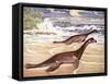 Plesiosaurs on a Mesozoic Beach-null-Framed Stretched Canvas