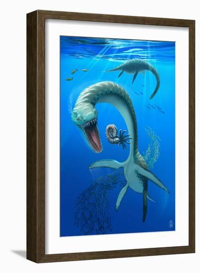 Plesiosaurus Dinosaur-Lantern Press-Framed Art Print