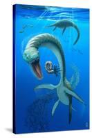 Plesiosaurus Dinosaur-Lantern Press-Stretched Canvas