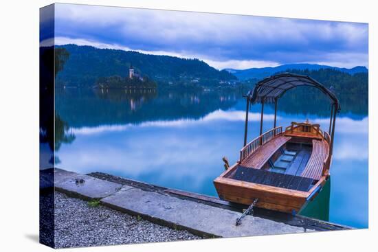 Pletna Rowing Boat, Lake Bled, Bled, Gorenjska, Upper Carniola Region, Slovenia, Europe-Matthew Williams-Ellis-Stretched Canvas