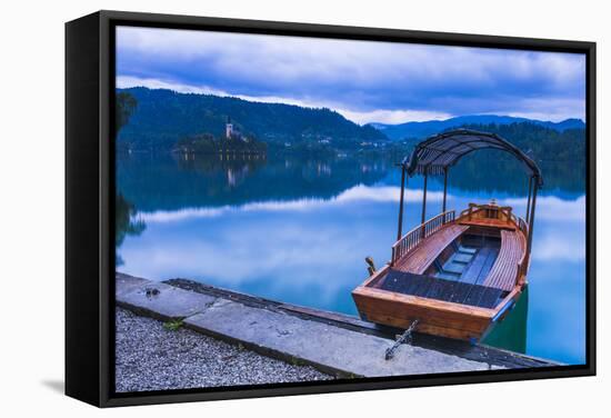 Pletna Rowing Boat, Lake Bled, Bled, Gorenjska, Upper Carniola Region, Slovenia, Europe-Matthew Williams-Ellis-Framed Stretched Canvas