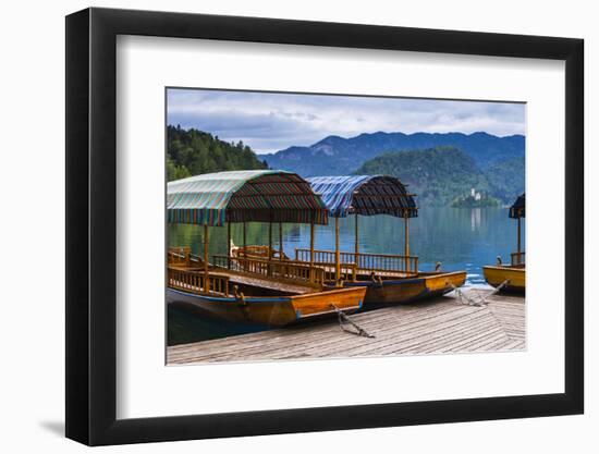 Pletna Rowing Boats, Lake Bled, Bled, Gorenjska, Upper Carniola Region, Slovenia, Europe-Matthew Williams-Ellis-Framed Photographic Print