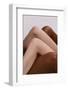 Plexus of Female Legs. Graceful Female Legs, Knees Touch Each Other Isolated on Grey Studio Backgro-master1305-Framed Photographic Print