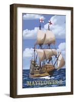 Plimoth Plantation, Massachusetts - Mayflower II-Lantern Press-Framed Art Print