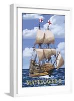 Plimoth Plantation, Massachusetts - Mayflower II-Lantern Press-Framed Art Print