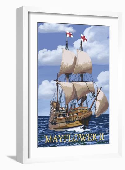 Plimoth Plantation, Massachusetts - Mayflower II-Lantern Press-Framed Art Print