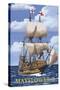 Plimoth Plantation, Massachusetts - Mayflower II-Lantern Press-Stretched Canvas