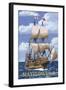 Plimoth Plantation, Massachusetts - Mayflower II-Lantern Press-Framed Art Print