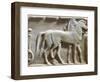Plinth of Kouros Statue, Bas-Relief Depicting Hoplites and Horse-Drawn Chariot, Circa 490 BC-null-Framed Giclee Print
