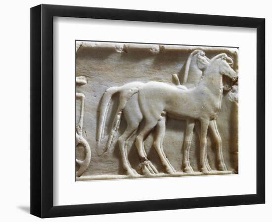 Plinth of Kouros Statue, Bas-Relief Depicting Hoplites and Horse-Drawn Chariot, Circa 490 BC-null-Framed Giclee Print